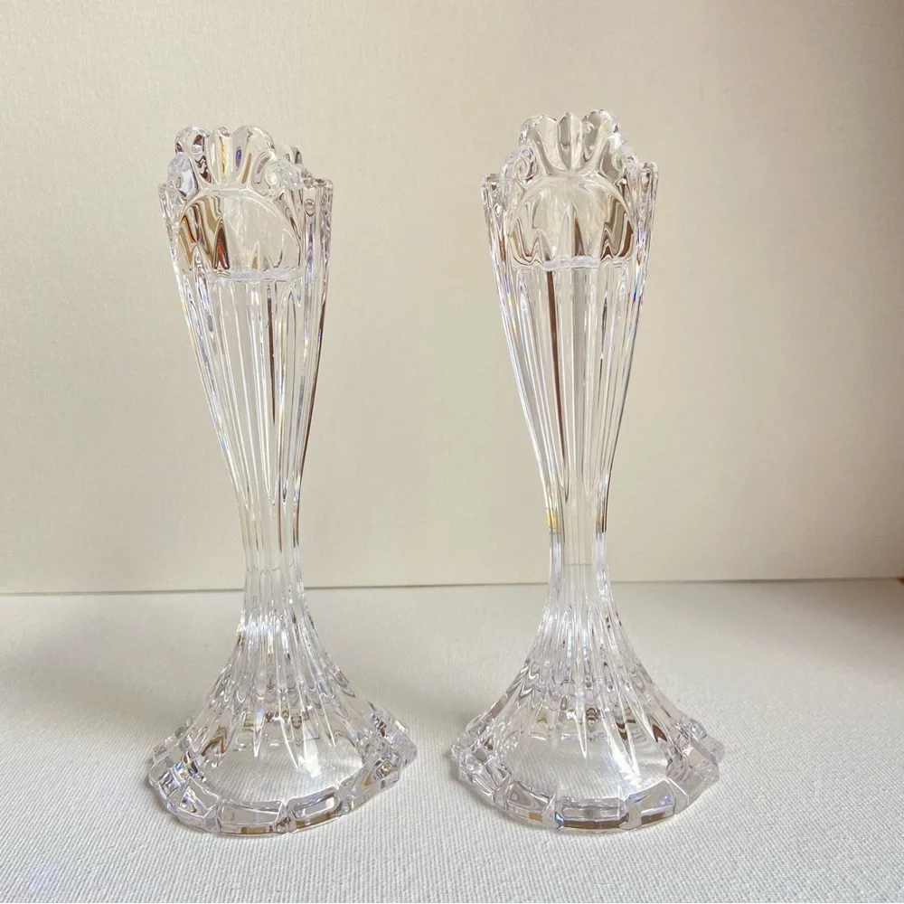 Oneida Crystal Augustina clear fluted candlesticks candle holders for tapers